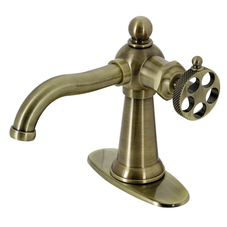 Kingston Brass KSD3543RKX Single-Handle Bathroom Faucet with Push Pop-Up, Antique Brass KSD3543RKX